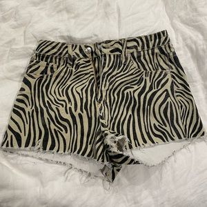 Tiger/zebra stripe denim shorts
